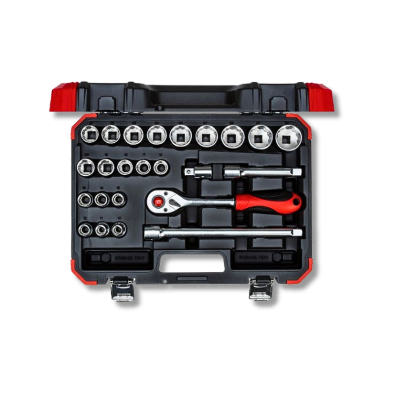 Gedore red | Socket Set 1/2" 10-32mm+Bits 24Pc-Toolcraft