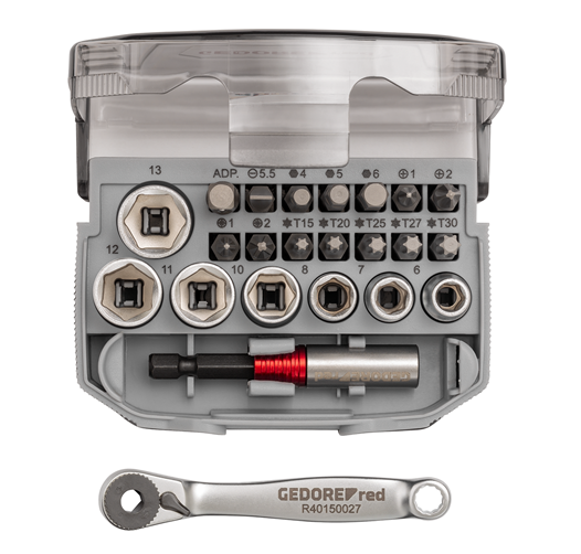 Gedore red | Socket Set 1/4" 6-13mm+Bits 23Pc-Toolcraft