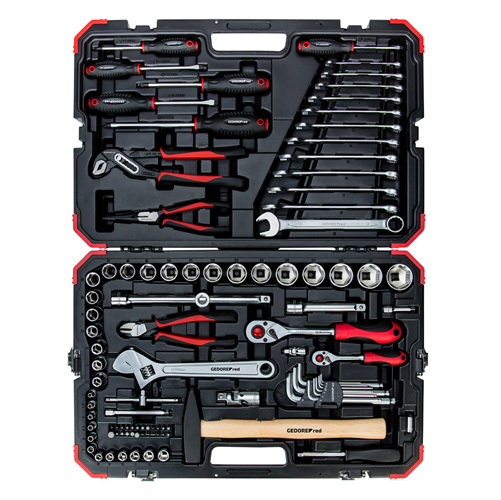 Gedore red | Socket Set 1/4"+1/2" 10-32mm 100Pc-Toolcraft