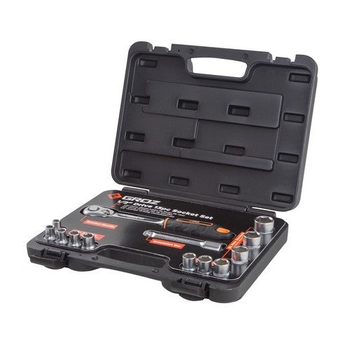 Groz | Socket Set Bi-Hex 1/2" Dr. 13Pc 8-22mm-Toolcraft