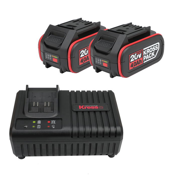 Kress | Battery Pack + 1X 6A Charger, 2X20V 4.0Ah Cardboard Box