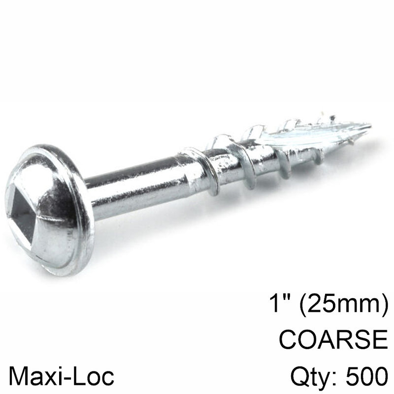 Kreg | Zinc Pocket Hole Screws 25mm 1.00" #8 Coarse Thread Mx Loc 500Ct-Toolcraft