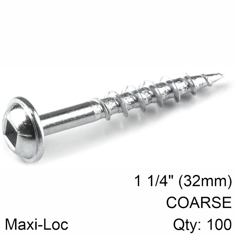 Kreg | Zinc Pocket Hole Screws 32mm 1.25" #8 Coarse Thread Mx Loc 100Ct-Toolcraft