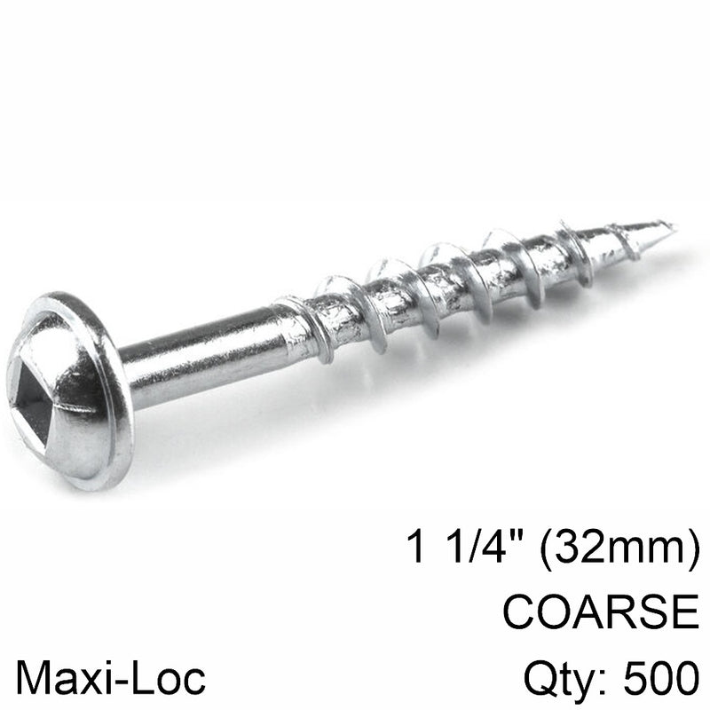 Kreg | Zinc Pocket Hole Screws 32mm 1.25" #8 Coarse Thread Mx Loc 500Ct-Toolcraft