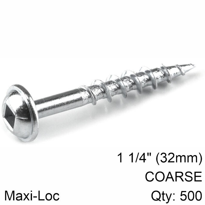 Kreg | Zinc Pocket Hole Screws 32mm 1.25" #8 Coarse Thread Mx Loc 500Ct