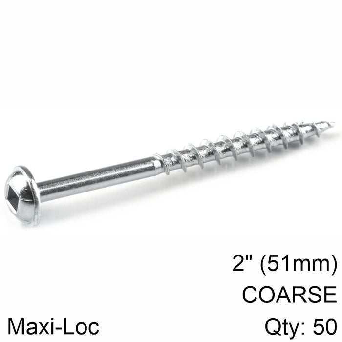Kreg | Zinc Pocket Hole Screws 51mm 2.00" #8 Coarse Thread Mx Loc 50Ct