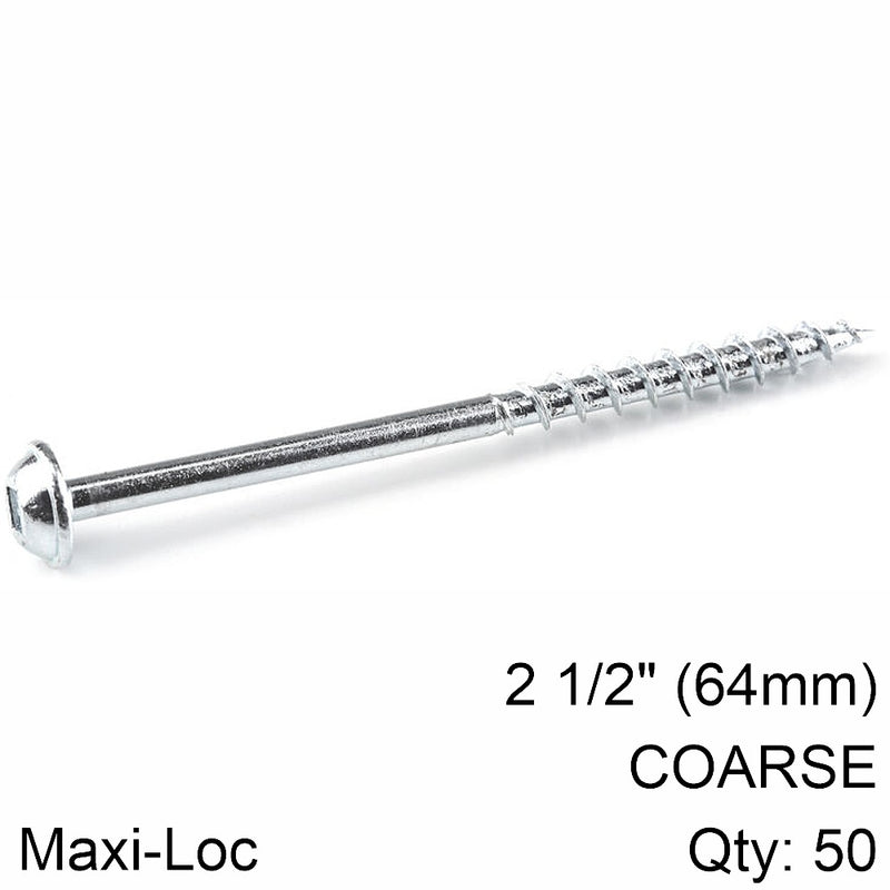 Kreg | Zinc Pocket Hole Screws 64mm 2.50" #8 Coarse Thread Mx Loc 50Ct-Toolcraft