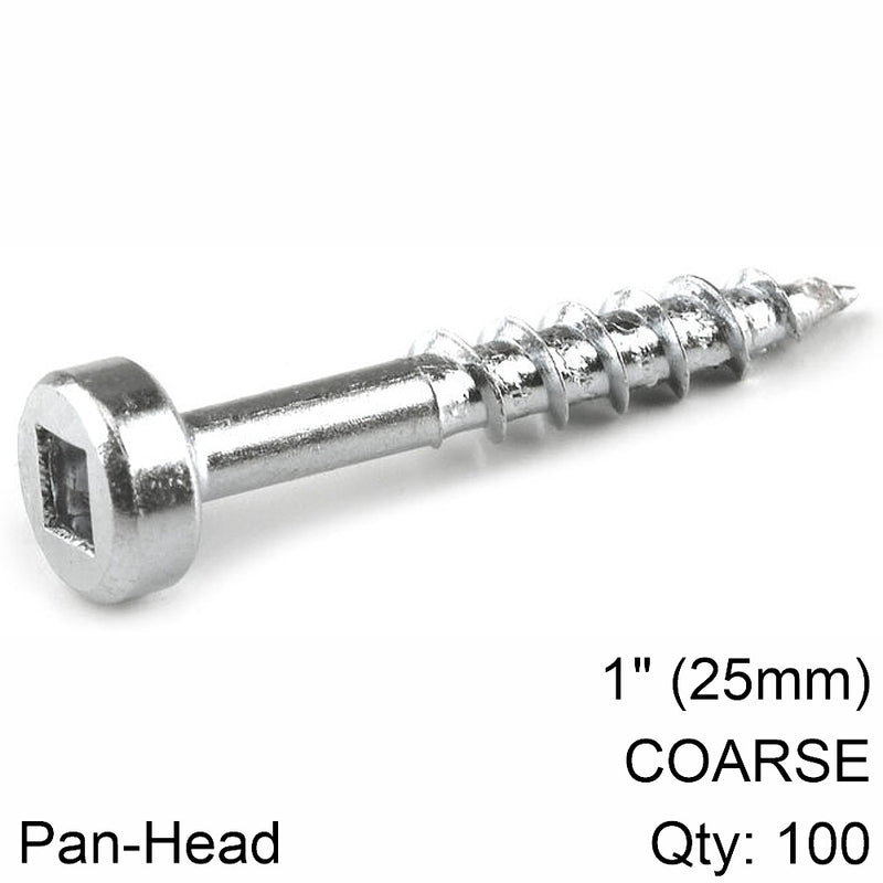Kreg | Zinc Pocket Hole Screws 25mm 1.00" #7 Coarse Thread Pan Head 100C-Toolcraft