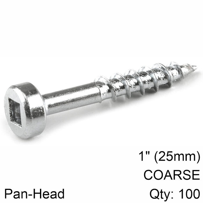 Kreg | Zinc Pocket Hole Screws 25mm 1.00" #7 Coarse Thread Pan Head 100C