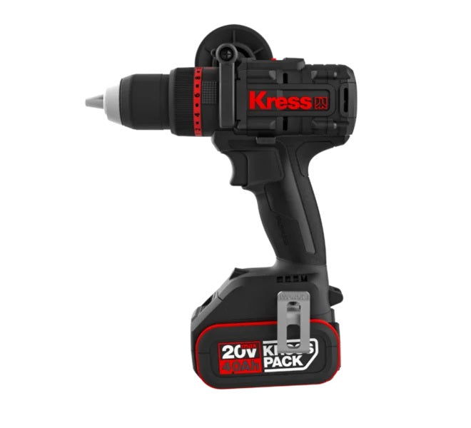 Kress | Cordless Hammer Drill 20V BL 140Nm 2X4.0Ah+6A Charger, Stacking Case