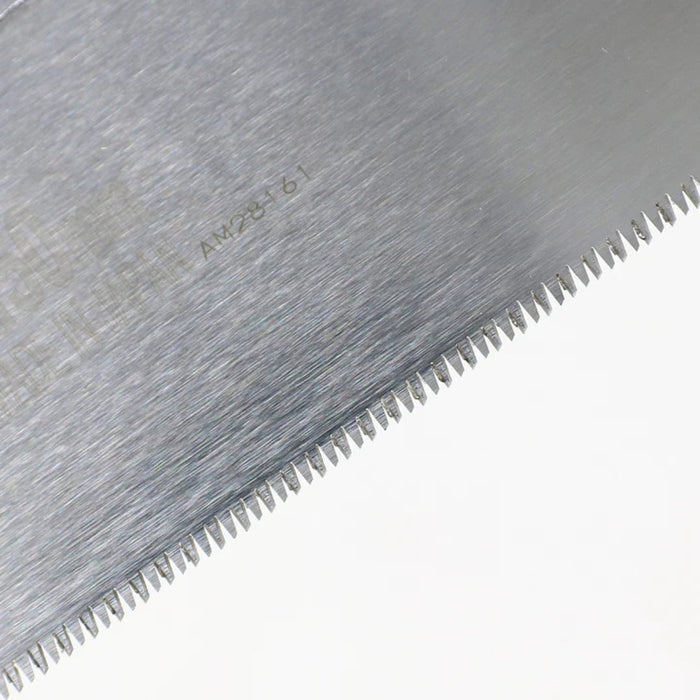 Close up of Kakuri Dozuki Japanese hand Saw metal saw blade with fine teeth