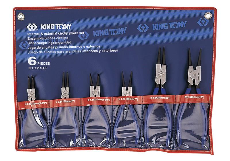 King Tony | Pliers Circlip Set 6Pc 180mm & 250mm-Toolcraft