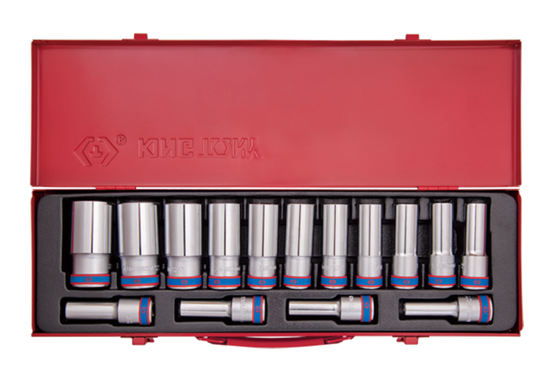 King Tony | Socket Set 1/2" Deep 10-32mm 12Pt 15Pc-Toolcraft