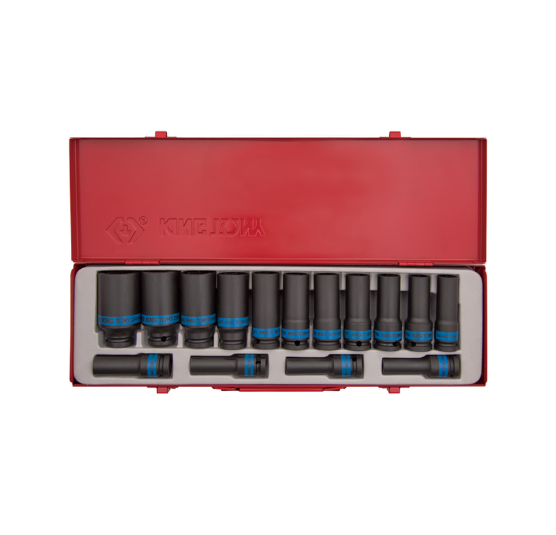 King Tony | Socket Set 15Pc 1/2" Deep Impact 10-32mm 6Pt-Toolcraft