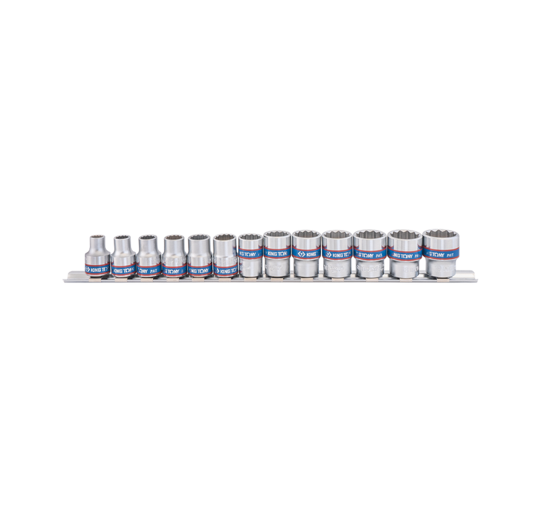 King Tony | 3/8″ Metric Socket Set 7-19mm on Rail 13Pc - Toolcraft