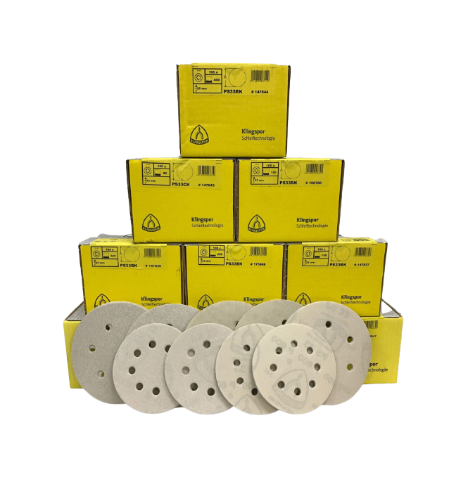 Klingspor | Abrasive Discs 125mm PS 33 CK 8 Hole 100Pc - Various Grits 180G-Toolcraft