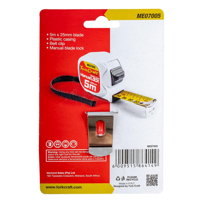 Tork Craft | Measuring Tape M/Lock 5M X 25MM Plastic Casing