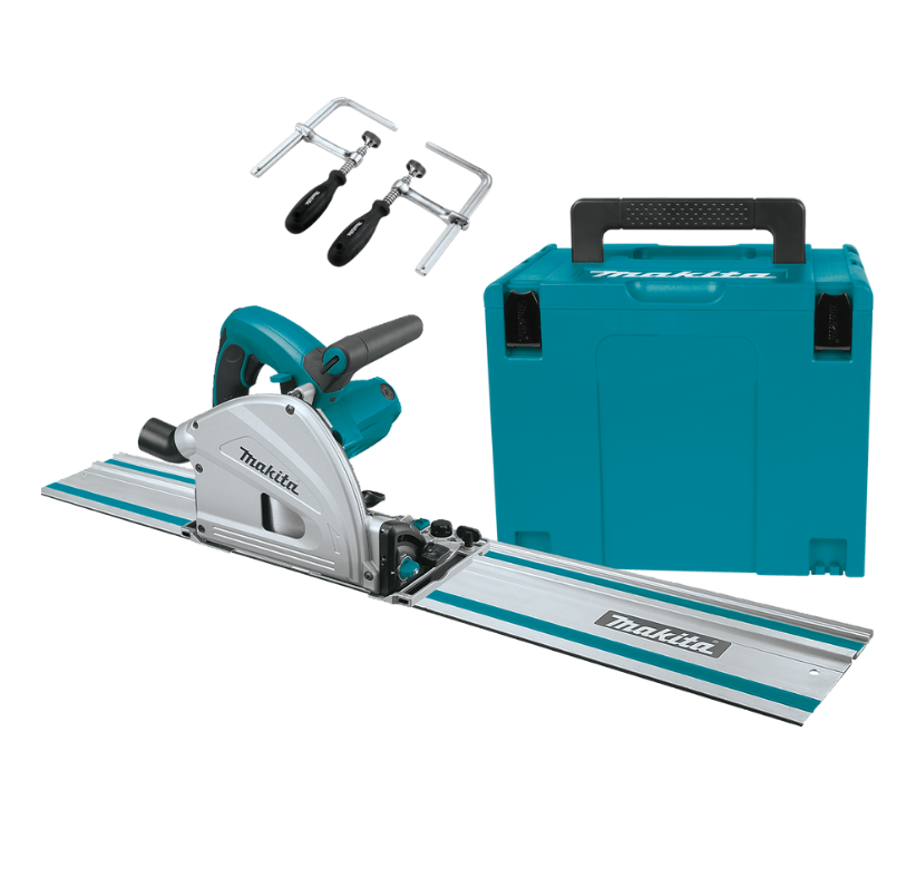 Makita Plunge Cut Circular Saw c w 1 4m Guide Rail SP6000J Clamp Set