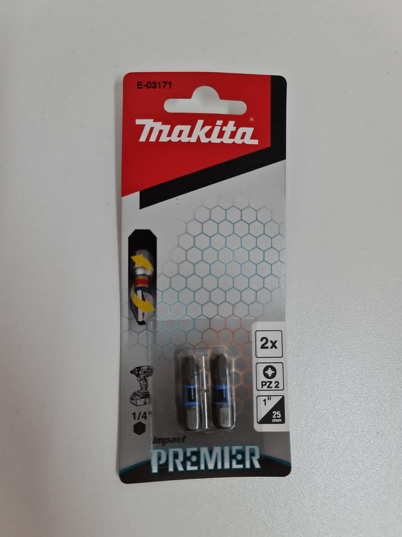 Makita | Torsion Bit PZ2 X 25mm 1" 2Pc Premier - Toolcraft