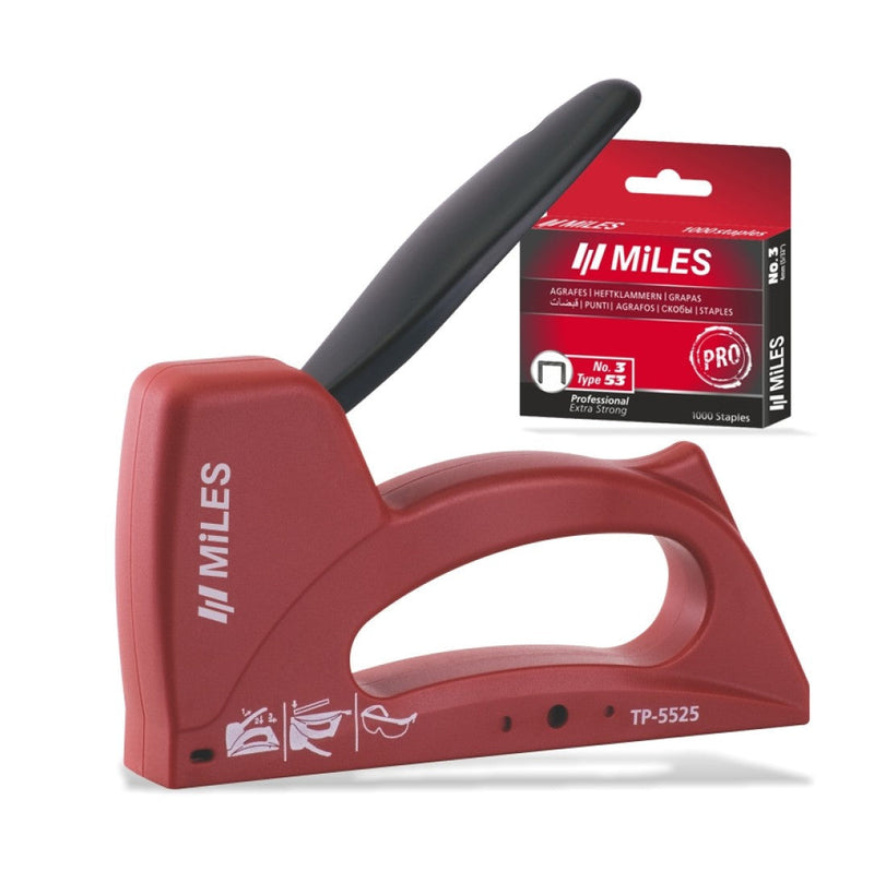 Miles | Staple Gun Kit ABS Body Incl. 22G 8mm JT21 Staples Reload Ind.-Toolcraft