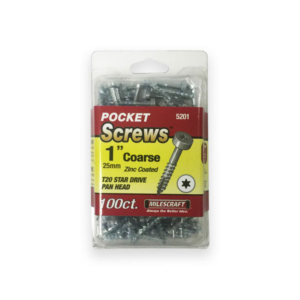 Milescraft | Pocket Screws Coarse 1" 100Pc 25mm Zinc Coated - Toolcraft