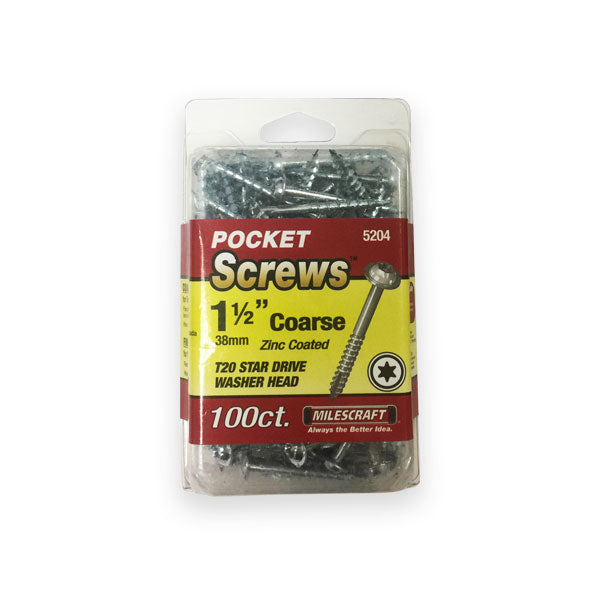 Milescraft | Pocket Screws | Coarse | 1½" 100pc 38mm Zinc Coated - Toolcraft