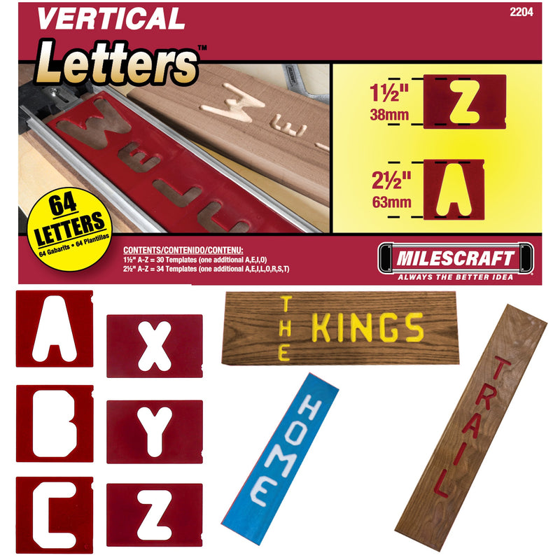 Milescraft | Template Set Vertical Letter 1-1/2″ & 2-1/2″-Toolcraft