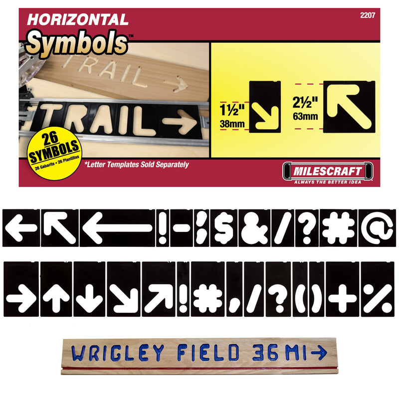 Milescraft | Templates Horizontal Arrow & Symbol 1-1/2” & 2-1/2”-Toolcraft