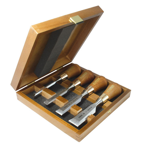 Narex Tool Narex | Butt Chisels Wood Line Plus Set of 4 c/w Wooden Presentation Case-Butt Chisel Set- Toolcraft