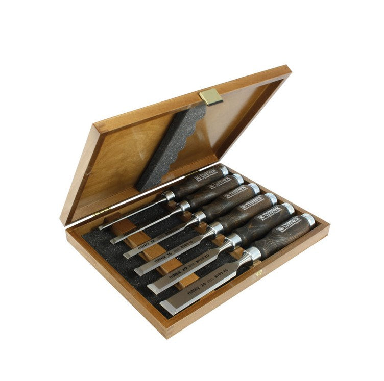Narex Tool Narex | Set of Bevel Edge Chisels with Steel Ferrule in Wooden Box 6Pc-Set of Bevel Edge Chisels- Toolcraft