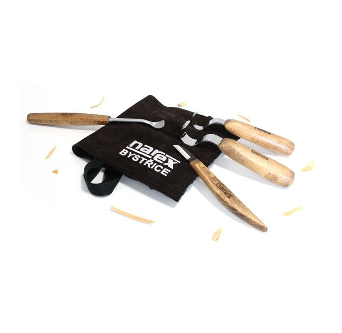 Narex Tool Narex | Spoon Carving Chisels Set of 4 in Leather Tool Roll-Spoon Carving Chisel Set- Toolcraft