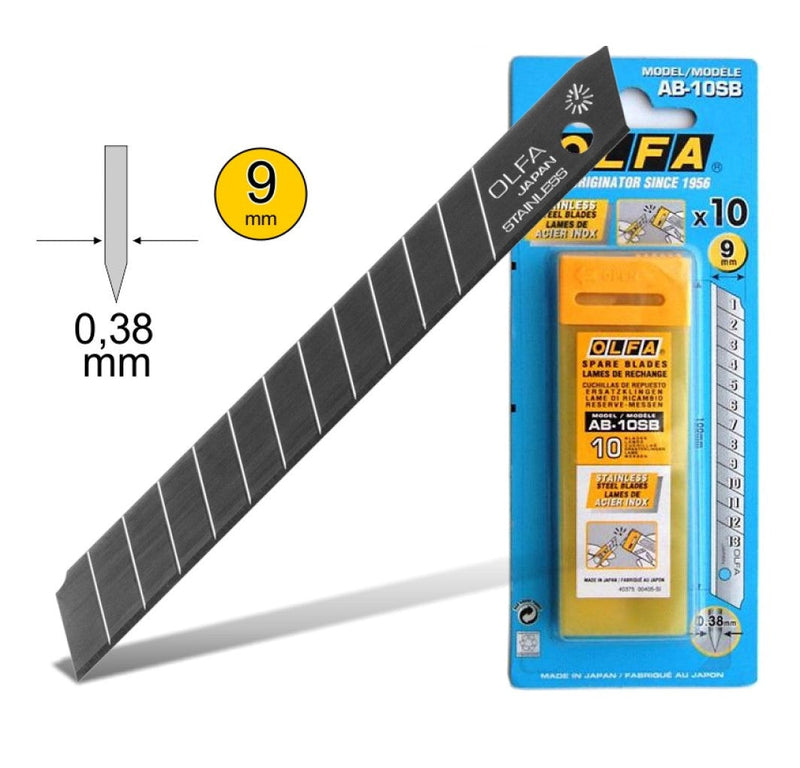 Olfa | Blades Stainless Steel 10Pk 9mm-Toolcraft