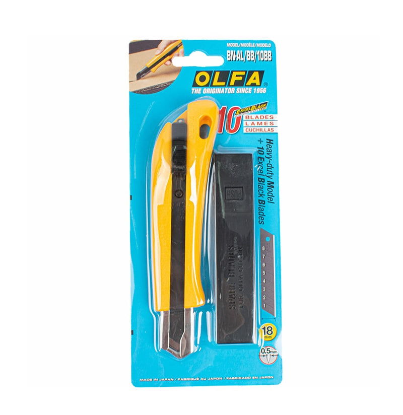 Olfa | Heavy Duty Cutter with 10Pc Excel Black Blades-Toolcraft
