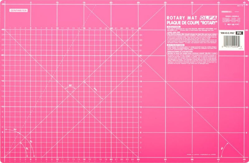 Olfa | Mat Rotary 450X300mm Metric & Imperial Double Sided Pink-Toolcraft
