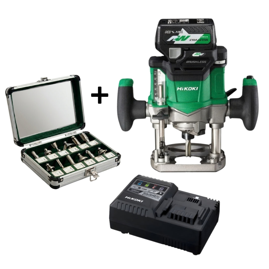 HIKOKI Plunge Router 36V + Battery + Charger + Bit Set
