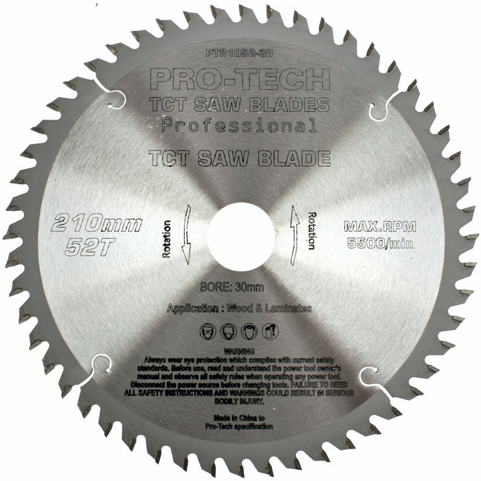 Pro-Tech | Saw Blade TCT 210x2.4x30x52T Wood Prof. Pro-Tech Fes. Ts75