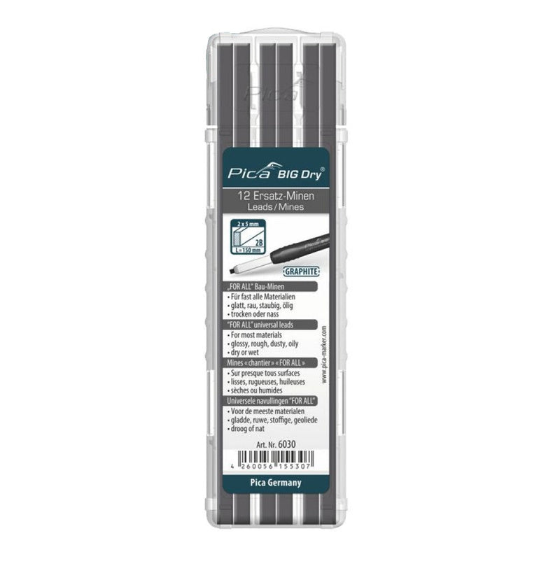 Pica | BIG Dry Refill Set 2B 12 Graphite Leads Universal 6030-Toolcraft