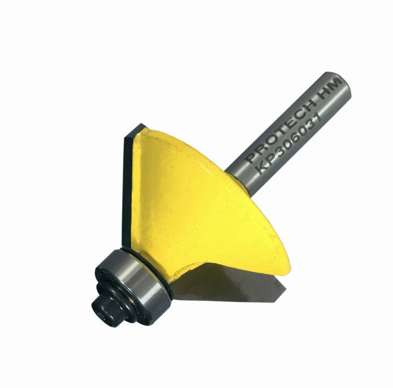 Pro-Tech | Router Chamfer Bevel Bit 45°, ¼" Shank - Toolcraft