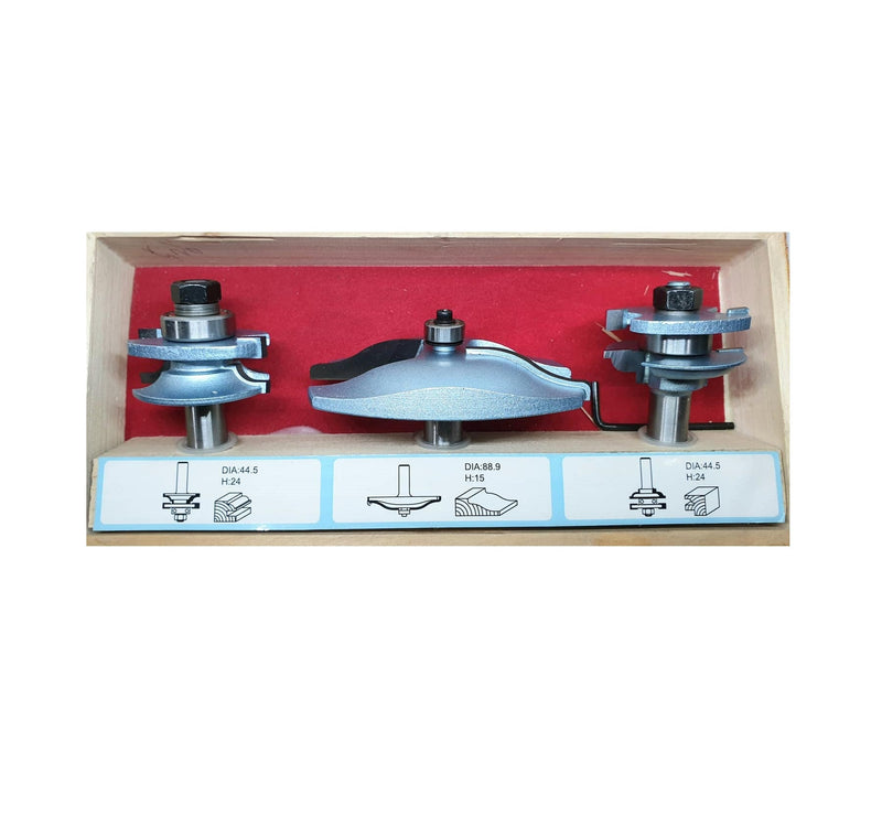 Pro-Tech | Router Bit Set Rail & Stile c/w Roman Ogee Panel Bit, 3Pc 1/2" Shank - Toolcraft