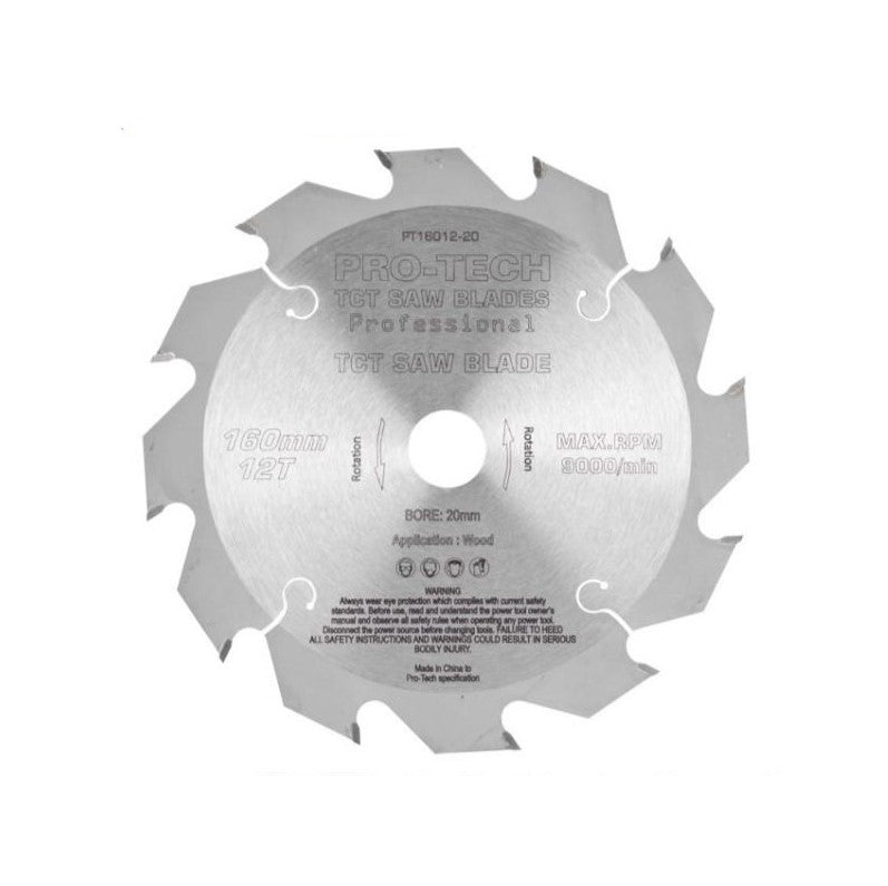 Pro-Tech | Circular Saw Blade 160X2.2X12T - BPM Toolcraft
