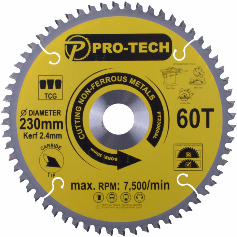 Pro-Tech | Saw Blade TCT 230 X 2.4 X 30mm 60T Alum. Prof.-Toolcraft
