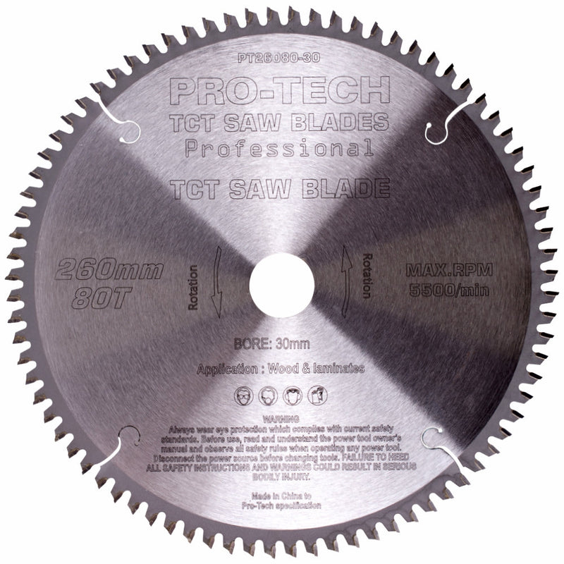 Pro-Tech | Saw Blade TCT 260 X 2.5 X 30mm 80T Wood Prof.-Toolcraft