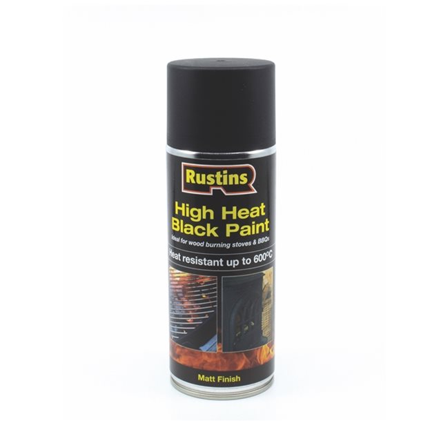 Rustins | Paint Black High Heat Aerosol Matt 400ml-Toolcraft
