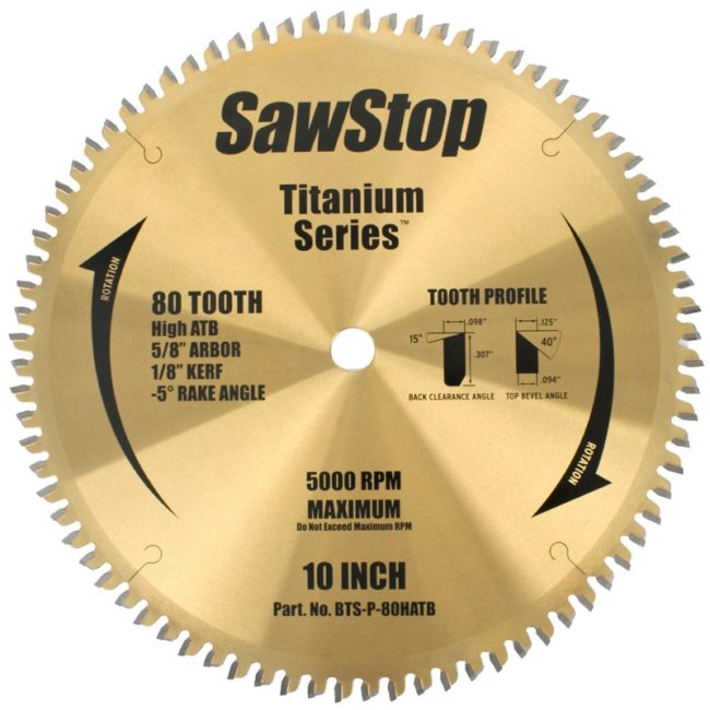 SawStop | Combination Saw Blade Titanium Series 254mm X 80T - Online Only - Toolcraft