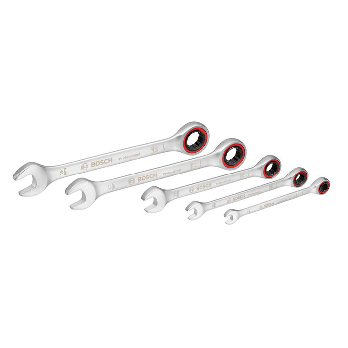 Bosch Professional | Combination Wrench 5pc Ratchet Set Satin