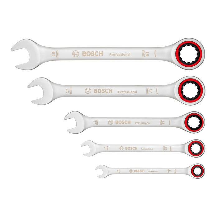 Bosch Professional | Combination Wrench 5pc Ratchet Set Satin