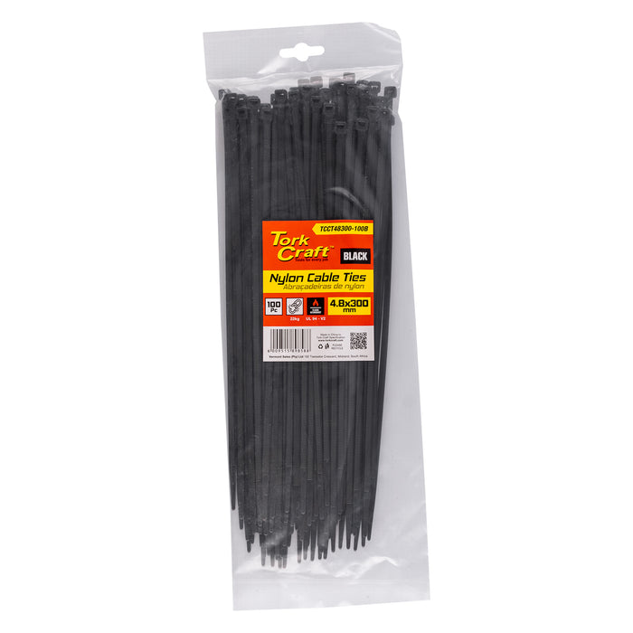 Tork Craft | Nylon Cable Ties 4.8mm X 300mm Black 100Pc