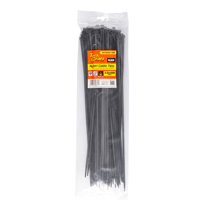 Tork Craft | Nylon Cable Ties 4.8mm X 400mm Black 100Pc