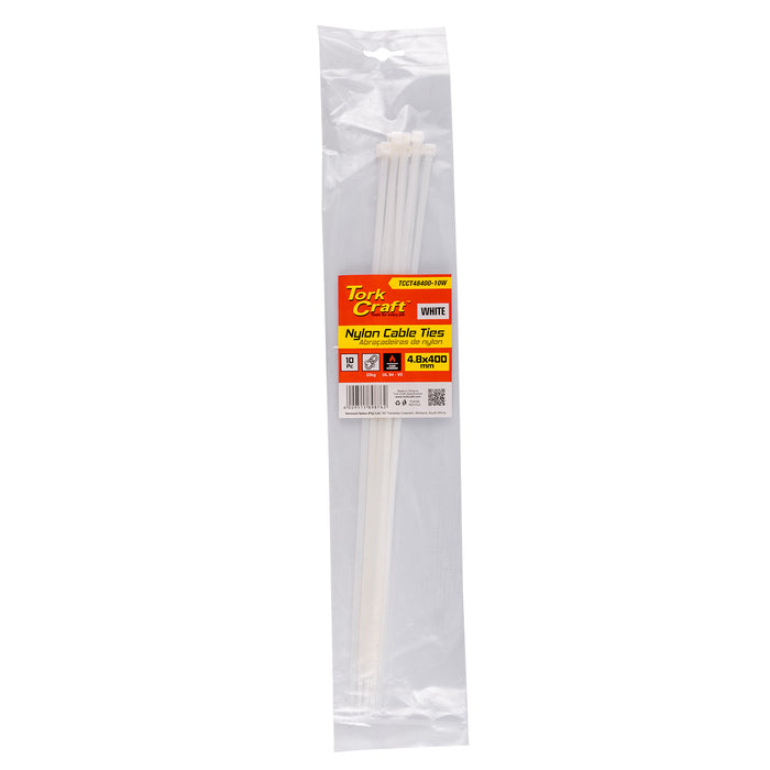 Tork Craft | Nylon Cable Ties 4.8mm X 400mm White 10Pc