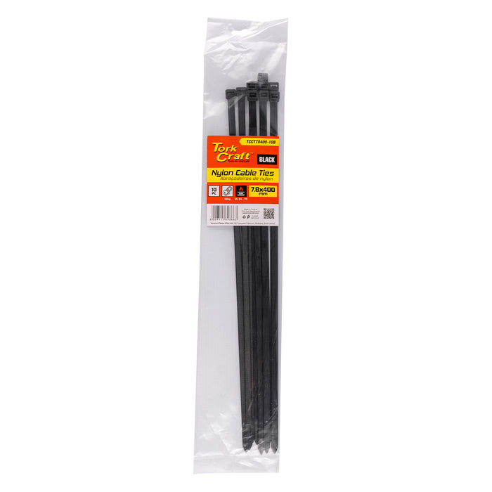 Tork Craft | Nylon Cable Ties 7.6mm X 400mm Black 10Pc